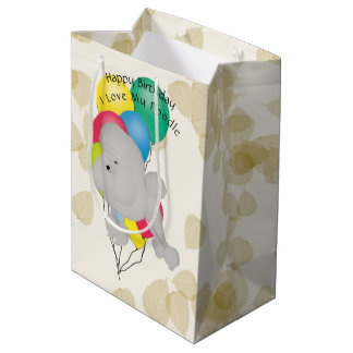 Pudel auf TAN-Blätter mit Ballonen Mittlere Geschenktüte