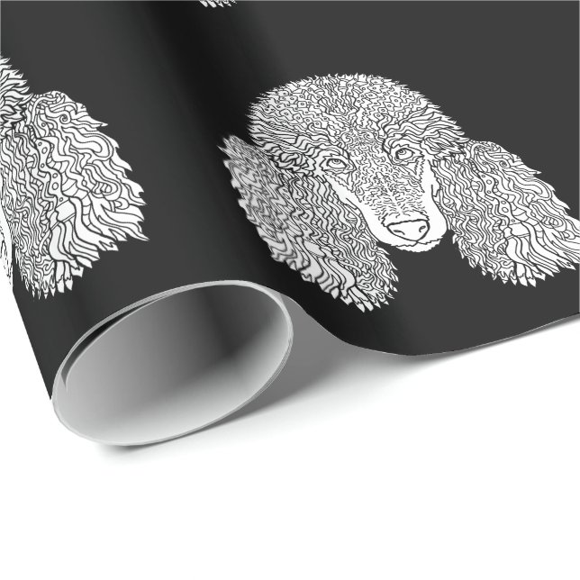 Pudel - ausführliche Hunde Geschenkpapier (Rolleneckpunkt)