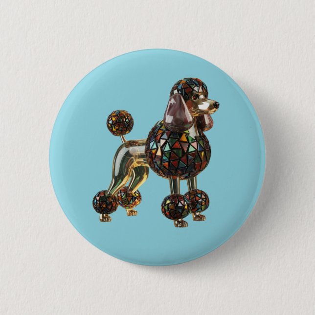 Pudel-Buntglas-Knopf Button (Vorderseite)