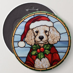Pudel Buntglas Weihnachten Button
