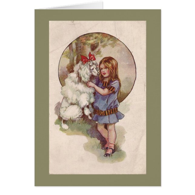 Pudel Greetng Karte Vintag (Vorne)