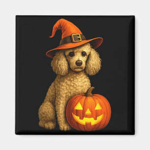 Pudel Halloween Kürbis Hexenhut Hund Kunst Familie Magnet