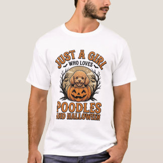 Pudel Halloween Mädchen Vintage Kürbis Hund Shirt 
