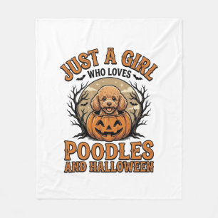 Pudel Halloween Mädchen Vintage Kürbis Hund Shirt Fleecedecke