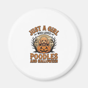 Pudel Halloween Mädchen Vintage Kürbis Hund Shirt Magnet