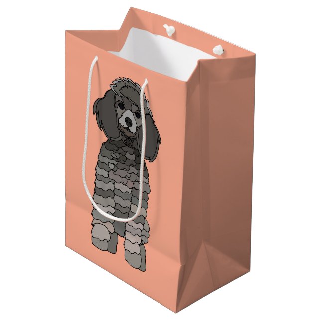 Pudel-Haustier Mittlere Geschenktüte (Vorderseite Schrägansicht)