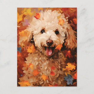Pudel Herbst Thanksgiving Postkarte
