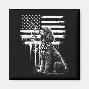 Pudel Hund amerikanische Flagge usa 4. Juli Hundel Magnet