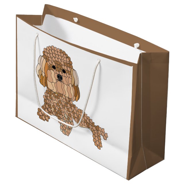 Pudel Hund  Große Geschenktüte (Vorderseite Schrägansicht)