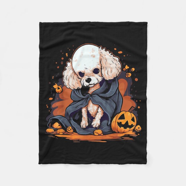 Pudel-Hund-Halloween Fleecedecke (Vorderseite)