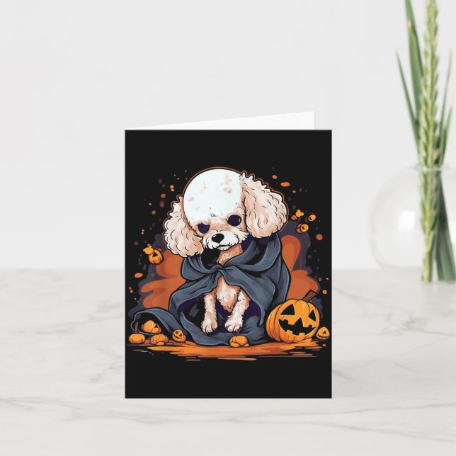 Pudel-Hund Halloween Karte (Vorderseite)
