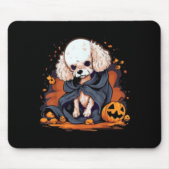 Pudel-Hund-Halloween Mousepad (Vorne)