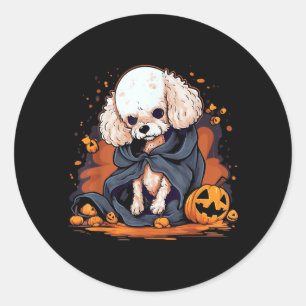 Pudel-Hund-Halloween Runder Aufkleber