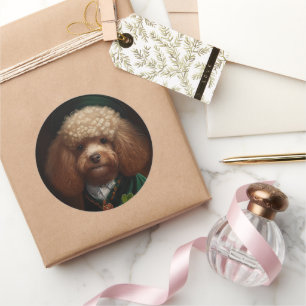 Pudel-Hund im St. Patrick's Day-Kleid Runder Aufkleber