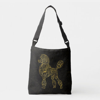 Pudel-Hund in Goldpaisley-Muster Tragetaschen Mit Langen Trägern
