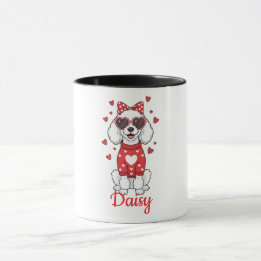 Pudel-Hund-Kaffeetasse Valentinstag 2026 Tasse
