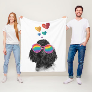 Pudel-Hund mit Herzen Valentinstag Fleecedecke