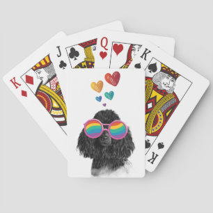 Pudel-Hund mit Herzen Valentinstag Spielkarten