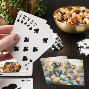 Pudel-Hund mit Ostereiern Feiertag Spielkarten