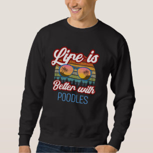 Pudel-Hund Retro-Sonnenuntergang mit Pudeln Sweatshirt