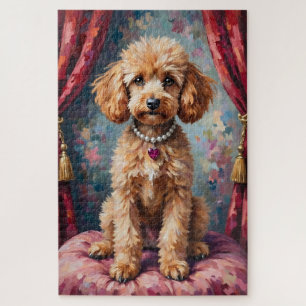 Pudel-Hund Valentinstag Rubin-Herz Eleganz Puzzle