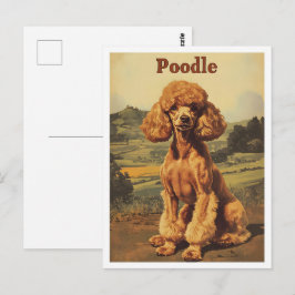 Pudel Hund Vintage Kunst Postkarte