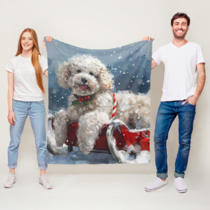 Pudel-Hund-Weihnachtsfestlich Fleecedecke