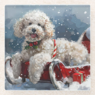 Pudel-Hund-Weihnachtsfestlich Glasuntersetzer