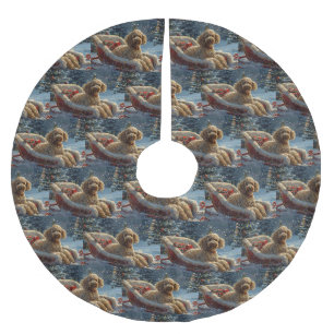 Pudel-Hund-Weihnachtsfestlich Polyester Weihnachtsbaumdecke