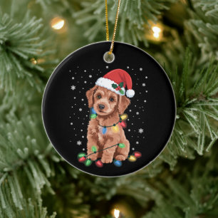 Pudel Hunde Baum Weihnachten Xmas Haustier Tier Hu Keramik Ornament
