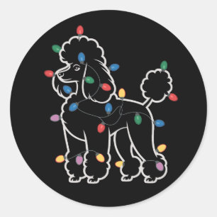 Pudel Hunde Baum Weihnachten Xmas Haustier Tier Hu Runder Aufkleber