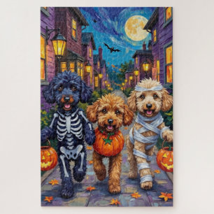 Pudel-Hunde beim Trick-or-Treat in Halloween-Kostü Puzzle
