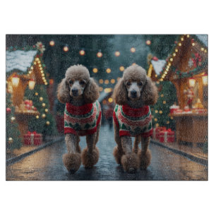 Pudel-Hunde Weihnachten Schnee Ferien Schneidebrett