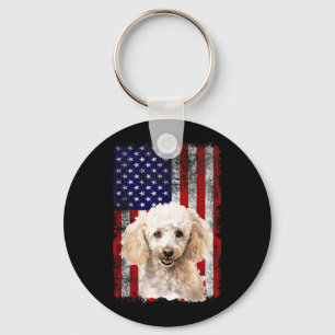 Pudel-Hundefreund US-Flagge 4. Juli Patriotisch Schlüsselanhänger