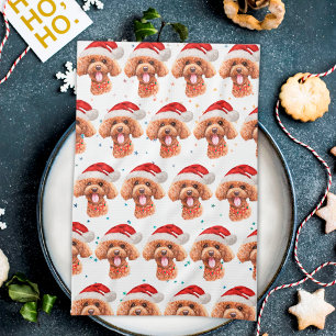 Pudel-Hunderasse Weihnachtssterne Geschirrtuch