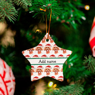 Pudel-Hunderasse Weihnachtssterne Keramik Ornament