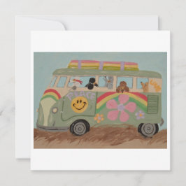 Pudel im Hippie-Van Feiertagskarte
