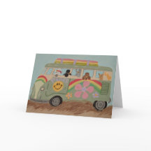 Pudel im Hippie-Van