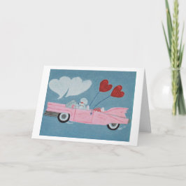 Pudel im rosa Cabrio Karte