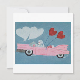 Pudel im rosa Cabrio Karte