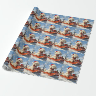 Pudel im Schlitten Lass es schneien Weihnachten Geschenkpapier