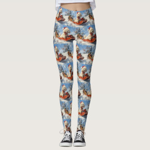 Pudel im Schlitten Lass es schneien Weihnachten Leggings