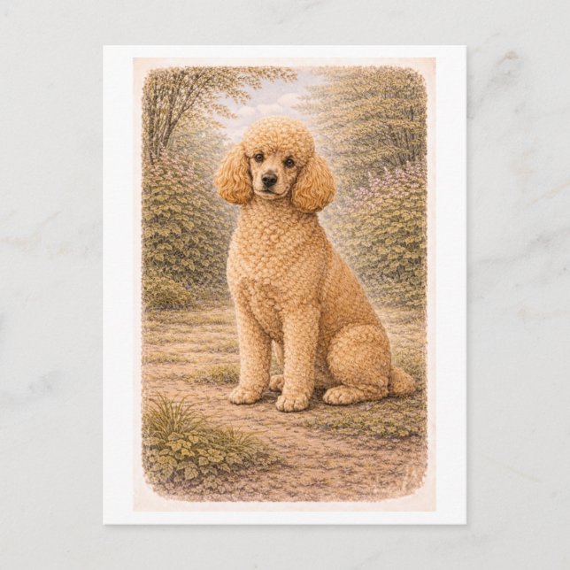 Pudel im Vintage-Stil Postkarte (Vorderseite)
