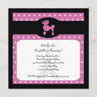 Pudel in der quadratischen Pink-Einladung Paris Einladung