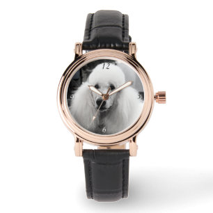 Pudel in der Schwarzweiss-Armbanduhr Armbanduhr