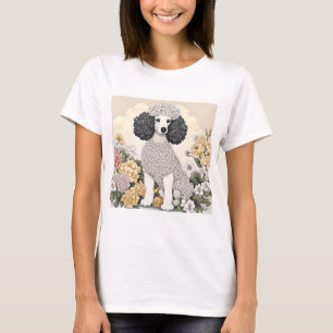 Pudel in fantastischen Blumen  T-Shirt