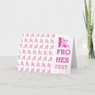 Pudel in Rosa Grüße Feiertagskarte