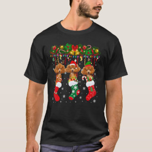 Pudel in Socke Xmas Rentier Santa Elf Hund T-Shirt
