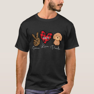 Pudel Kariert Frieden Liebe Süßer Hund T-Shirt