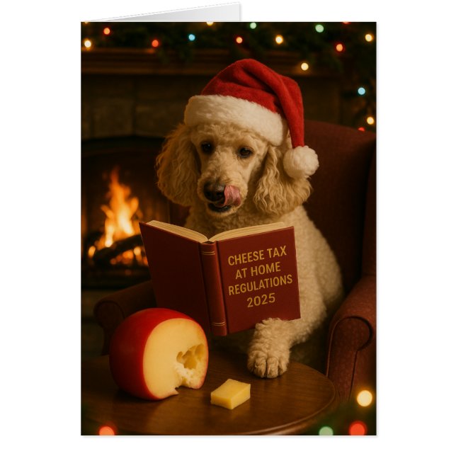 Pudel 'Käse-Steuer' Weihnachtskarte (Vorne)